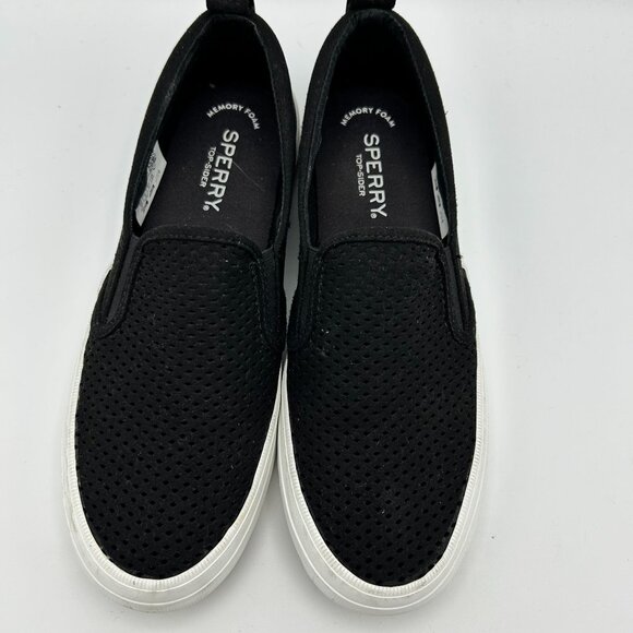 Sperry Top-Sider Memory Form Black Perforated  Slip-On Loafer Comfort Size 6.5 - Picture 8 of 10